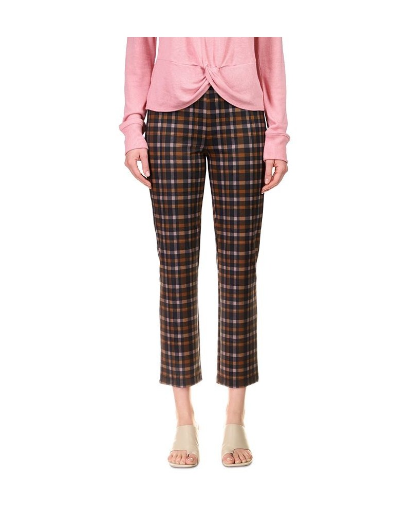 Carnaby Cotton Plaid Kick Crop Pants Brown $31.70 Pants