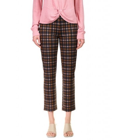 Carnaby Cotton Plaid Kick Crop Pants Brown $31.70 Pants