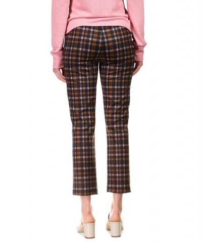 Carnaby Cotton Plaid Kick Crop Pants Brown $31.70 Pants