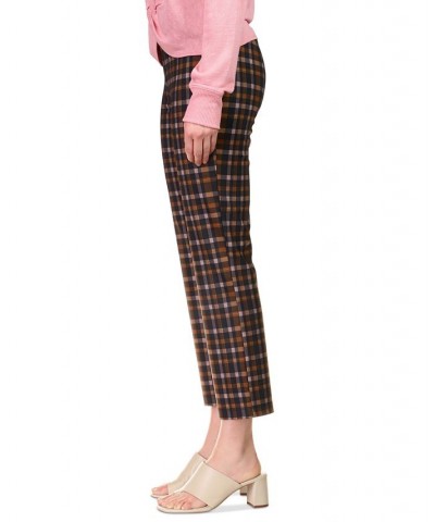 Carnaby Cotton Plaid Kick Crop Pants Brown $31.70 Pants