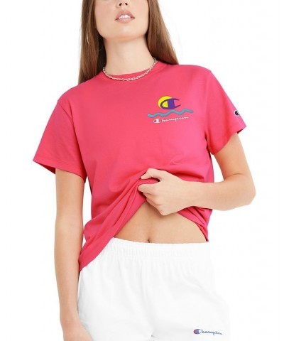 Women's Cotton Classic Crewneck Logo Tee Pink $16.10 Tops