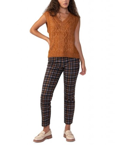 Carnaby Cotton Plaid Kick Crop Pants Brown $31.70 Pants