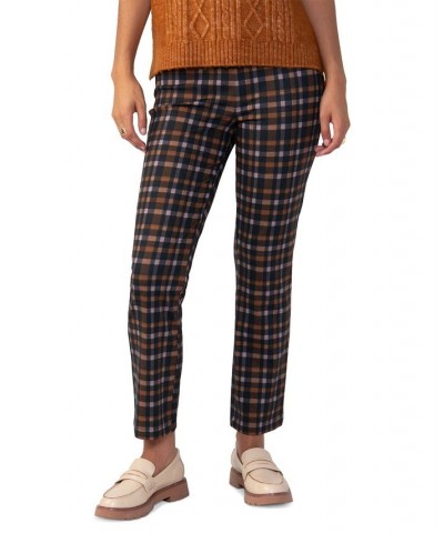 Carnaby Cotton Plaid Kick Crop Pants Brown $31.70 Pants