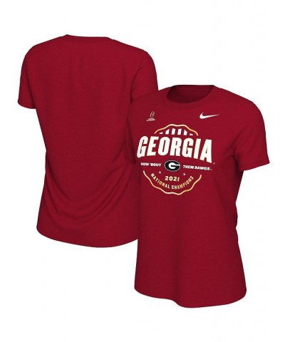 Women's Red Georgia Bulldogs College Football Playoff 2021 National Champions Seal Celebration T-shirt Red $16.31 Tops