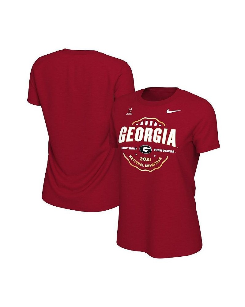 Women's Red Georgia Bulldogs College Football Playoff 2021 National Champions Seal Celebration T-shirt Red $16.31 Tops