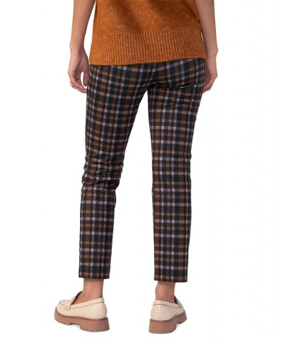 Carnaby Cotton Plaid Kick Crop Pants Brown $31.70 Pants