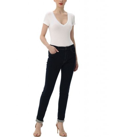 Women's V-neck Basic Bodysuit Top White $25.48 Tops