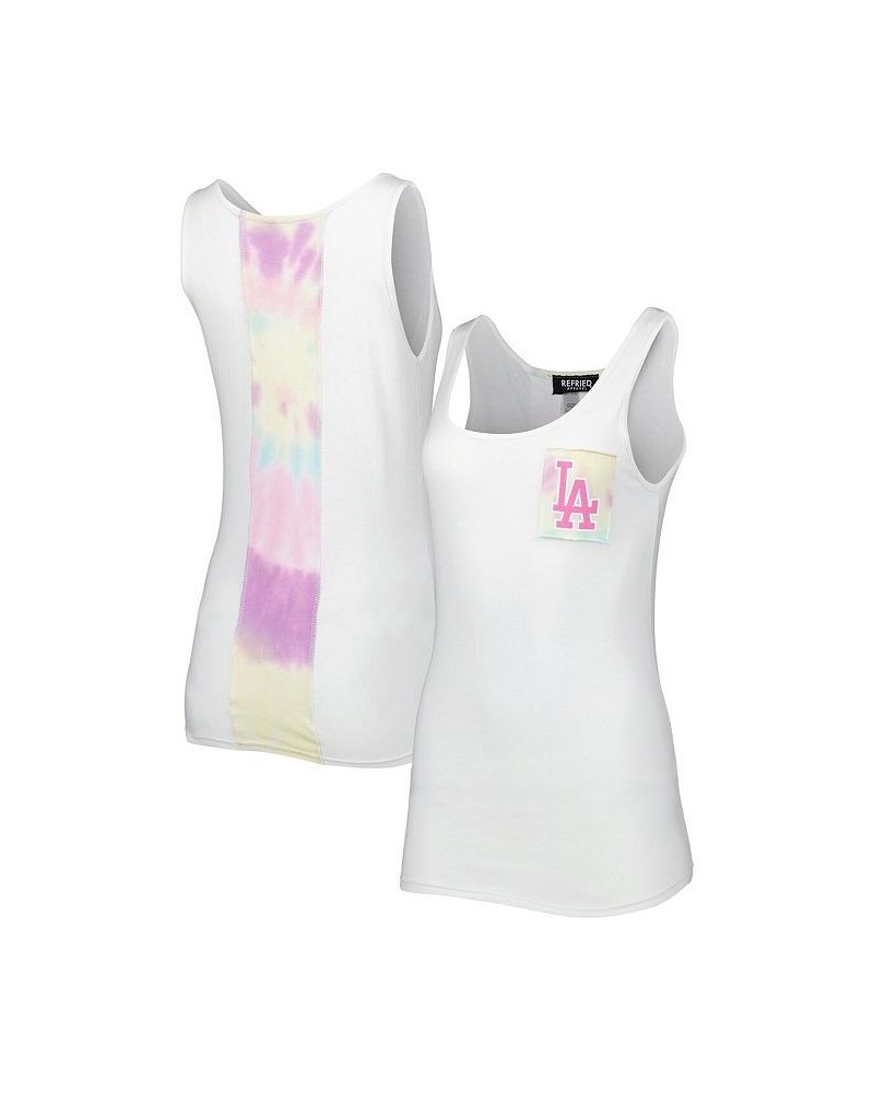 Women's White Los Angeles Dodgers Tie-Dye Tank Top White $34.79 Tops