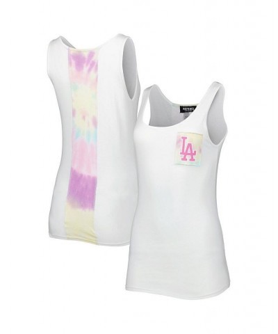 Women's White Los Angeles Dodgers Tie-Dye Tank Top White $34.79 Tops