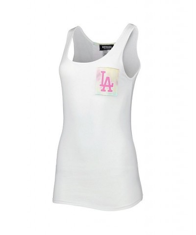 Women's White Los Angeles Dodgers Tie-Dye Tank Top White $34.79 Tops