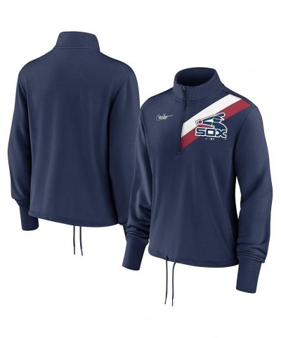 Women's Navy Chicago White Sox 1981-85 Cooperstown Collection Rewind Stripe Performance Half-Zip Pullover Blue $39.95 Sweatsh...