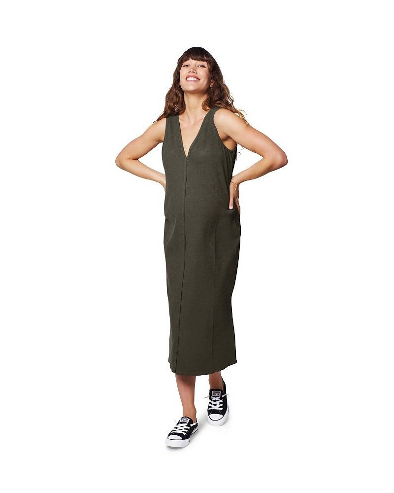 Women's Maternity Everywear Column Dress Olive $41.60 Dresses