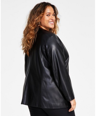 Plus Size Faux-Leather Open-Front Jacket Black $39.11 Jackets