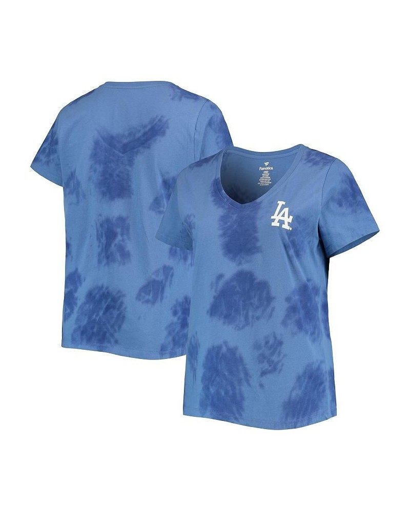 Women's Royal Los Angeles Dodgers Plus Size Cloud V-Neck T-shirt Royal $18.45 Tops