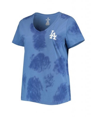 Women's Royal Los Angeles Dodgers Plus Size Cloud V-Neck T-shirt Royal $18.45 Tops