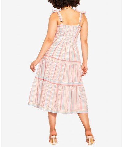 Plus Size Trendy Shelly Midi Dress Pastel Stripe $68.54 Dresses