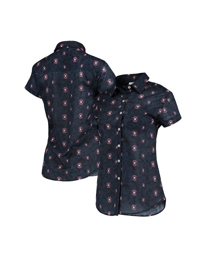 Women's Navy Houston Astros Floral Button Up Shirt Navy $36.80 Tops