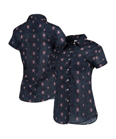 Women's Navy Houston Astros Floral Button Up Shirt Navy $36.80 Tops