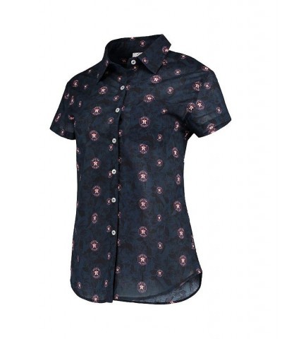 Women's Navy Houston Astros Floral Button Up Shirt Navy $36.80 Tops