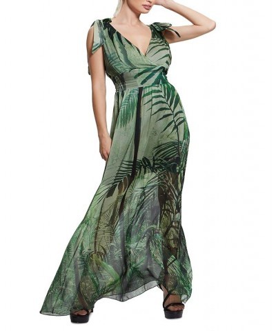 Women's Venus Smocked Floral-Print Maxi Dress Green $72.80 Dresses