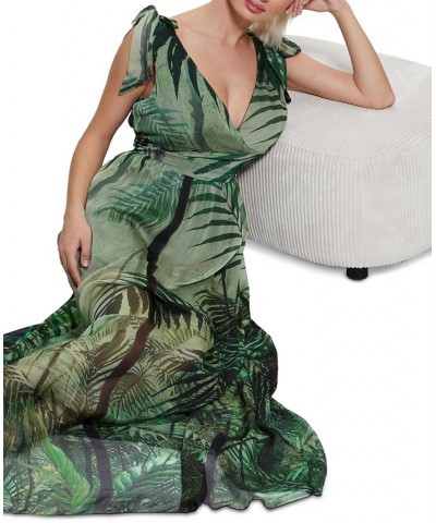 Women's Venus Smocked Floral-Print Maxi Dress Green $72.80 Dresses