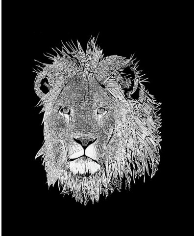 Women's Long Sleeve Word Art Lion T-shirt Black $19.23 Tops