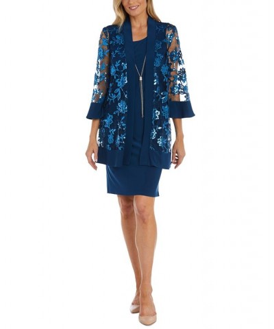 Women's Scoop-Neck Dress & Beaded Jacket Blue $41.86 Dresses