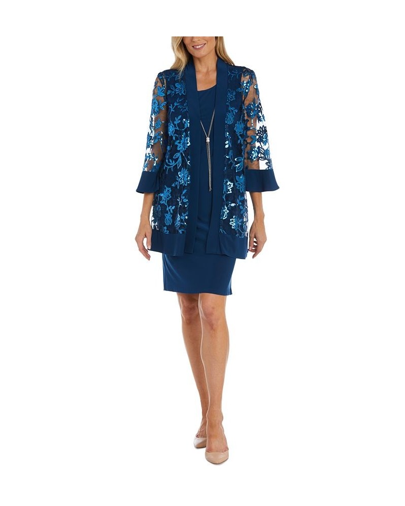 Women's Scoop-Neck Dress & Beaded Jacket Blue $41.86 Dresses