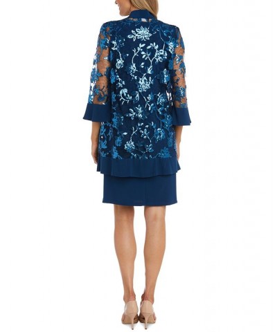 Women's Scoop-Neck Dress & Beaded Jacket Blue $41.86 Dresses