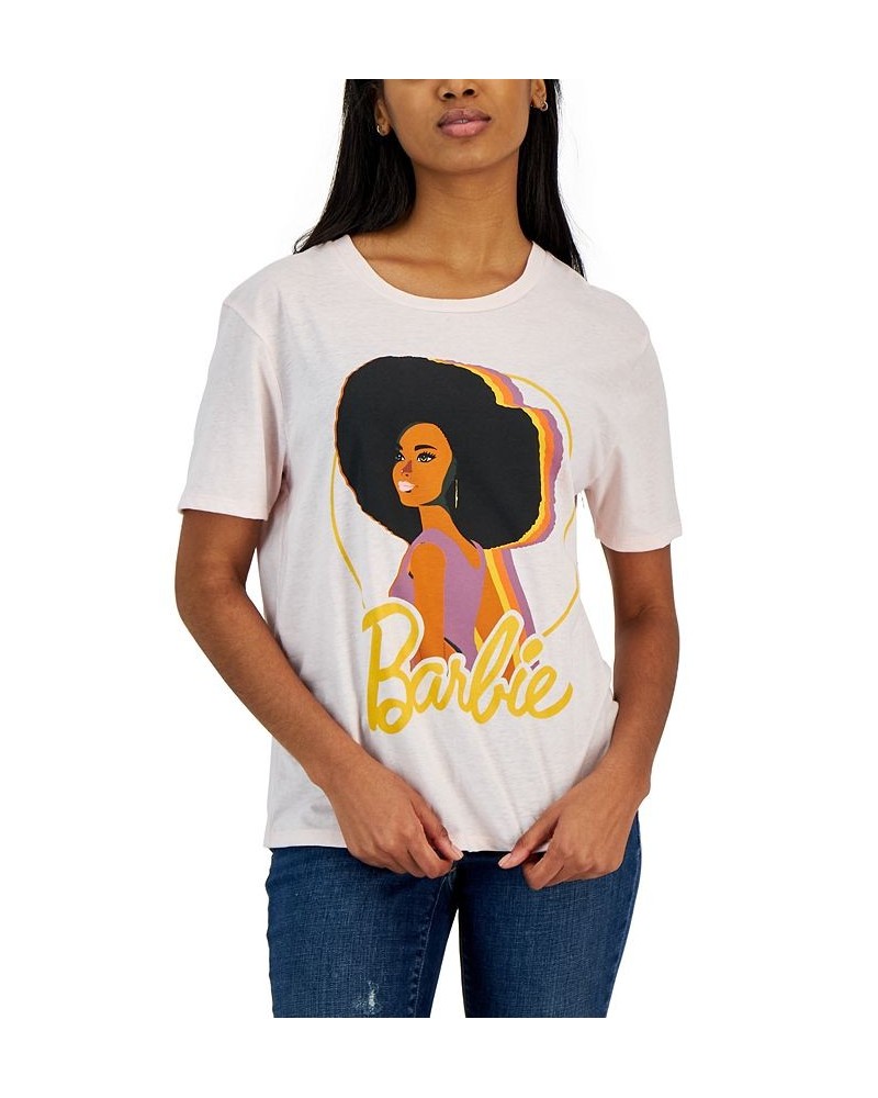 Juniors' Barbie-Graphic Crewneck T-Shirt Barely Pink $11.20 Tops