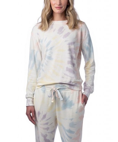 Women's Washed Terry Throwback Pullover T-shirt Spectrum Spiral Tie Dye $34.79 Tops