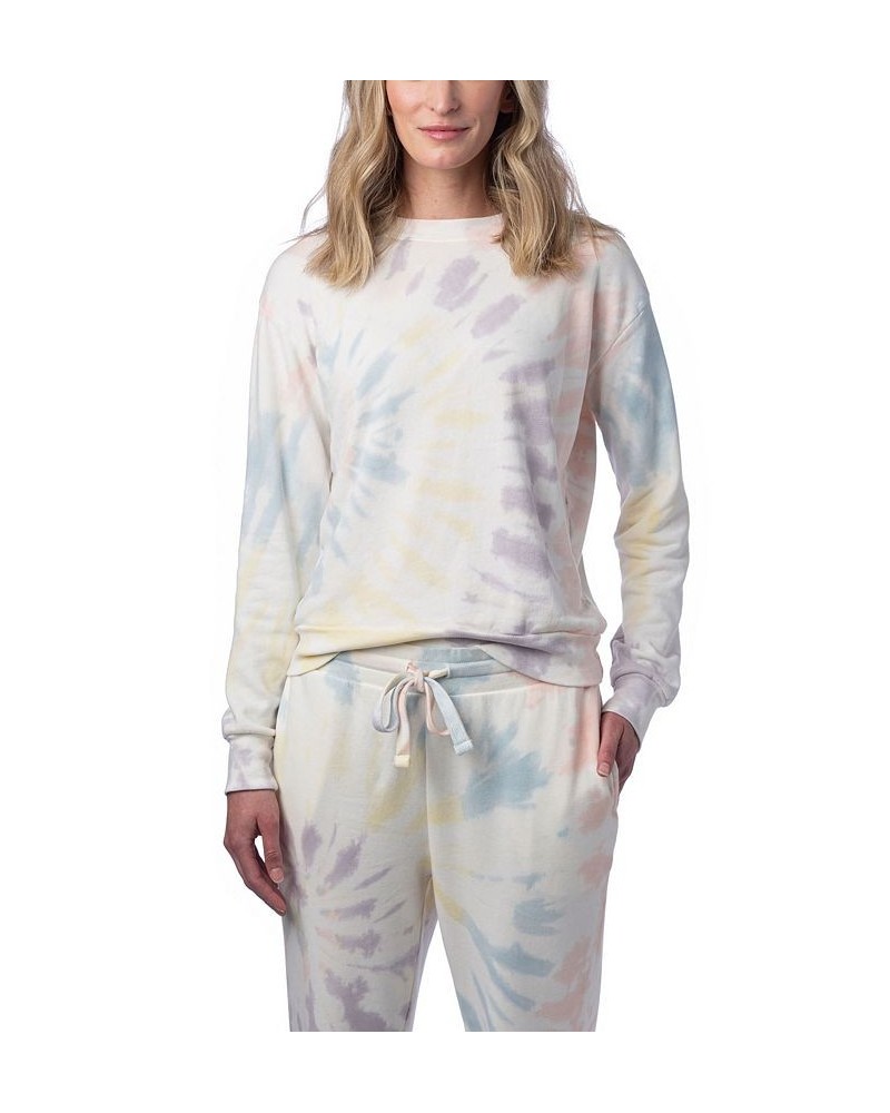 Women's Washed Terry Throwback Pullover T-shirt Spectrum Spiral Tie Dye $34.79 Tops