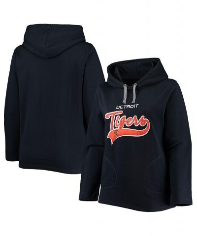 Women's Navy Detroit Tigers Plus Size Side Split Pullover Hoodie Navy $34.03 Sweatshirts