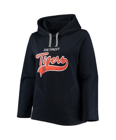 Women's Navy Detroit Tigers Plus Size Side Split Pullover Hoodie Navy $34.03 Sweatshirts