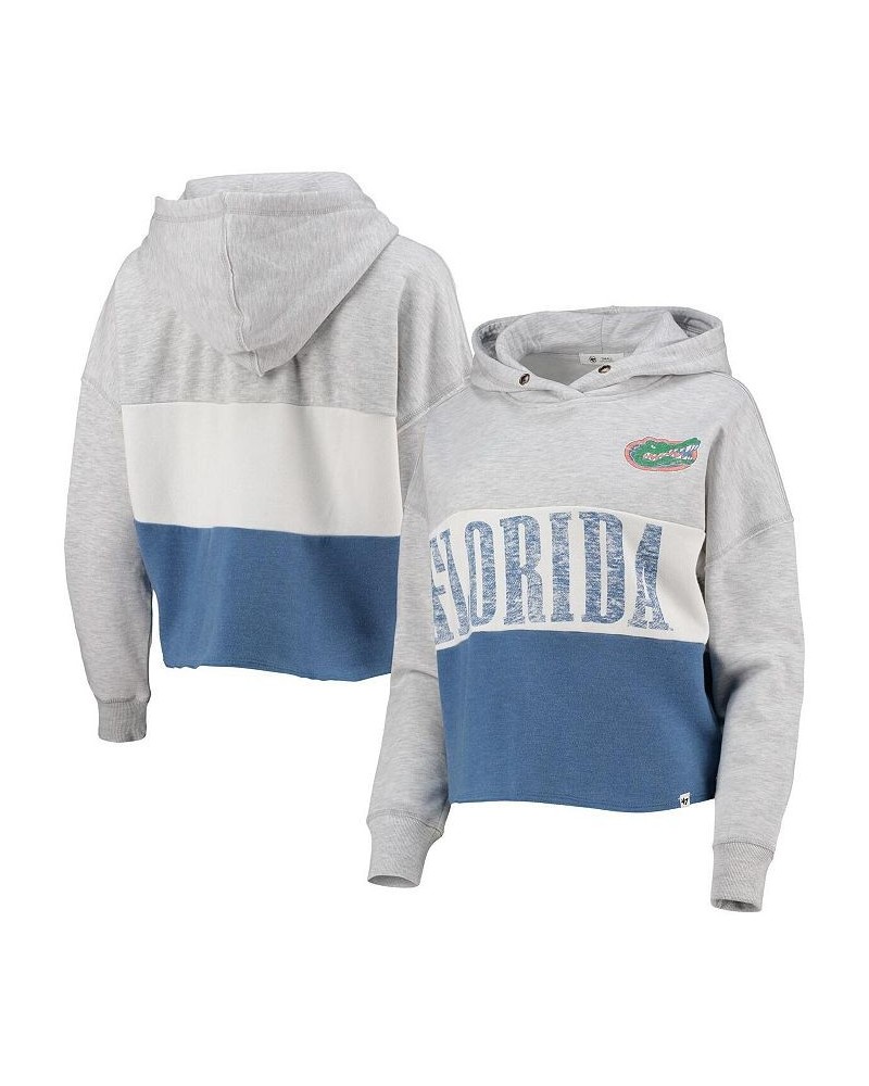 Women's '47 Florida Gators Lizzy Colorblocked Cropped Pullover Hoodie Heathered Gray, Heathered Royal $40.79 Sweatshirts