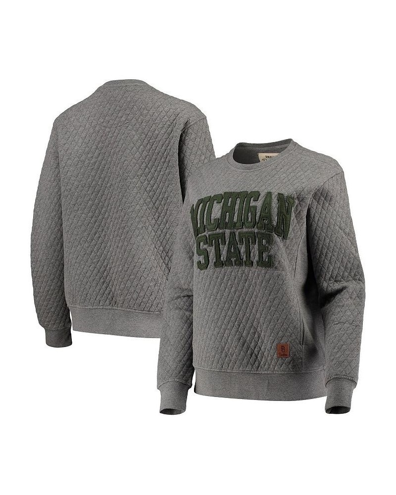 Women's Heather Charcoal Michigan State Spartans Moose Quilted Pullover Sweatshirt Heather Charcoal $31.50 Sweatshirts