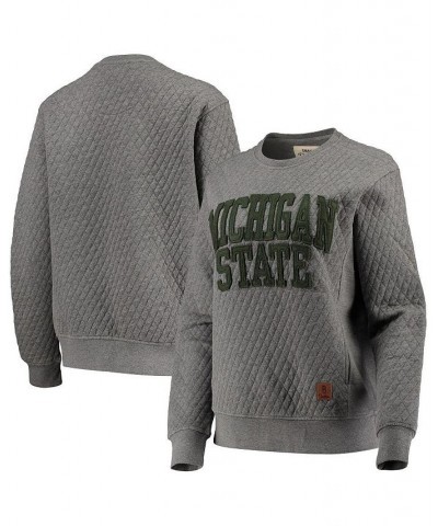 Women's Heather Charcoal Michigan State Spartans Moose Quilted Pullover Sweatshirt Heather Charcoal $31.50 Sweatshirts