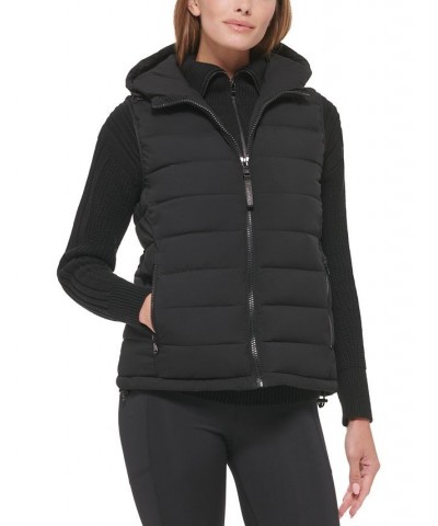 Women's Hooded Quilted Zip-Front Vest Black $30.10 Coats