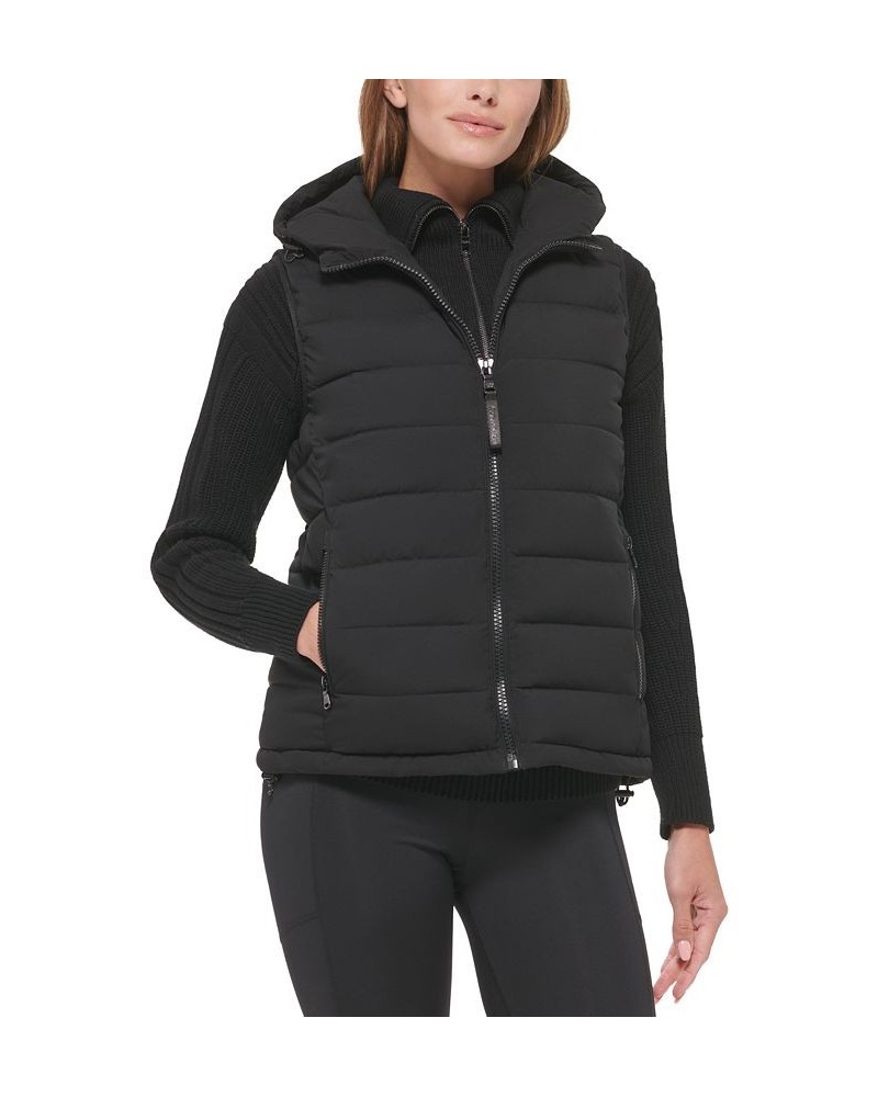 Women's Hooded Quilted Zip-Front Vest Black $30.10 Coats