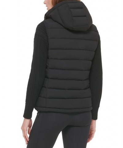 Women's Hooded Quilted Zip-Front Vest Black $30.10 Coats