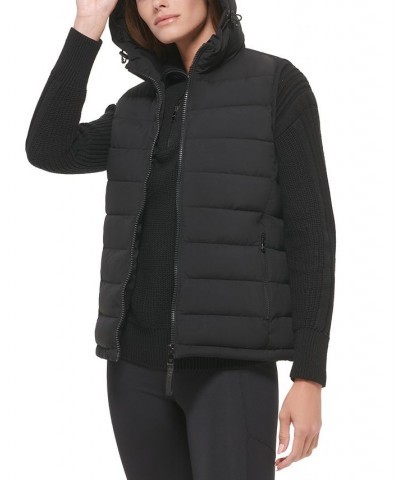 Women's Hooded Quilted Zip-Front Vest Black $30.10 Coats