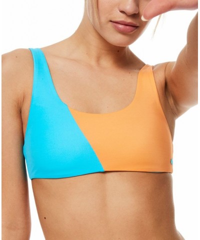 Juniors' Colorblock Party Bralette Bikini Top Bachelor Button $29.44 Swimsuits