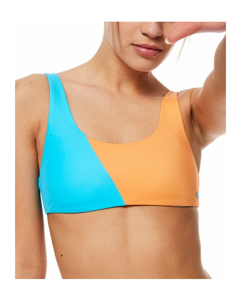 Juniors' Colorblock Party Bralette Bikini Top Bachelor Button $29.44 Swimsuits