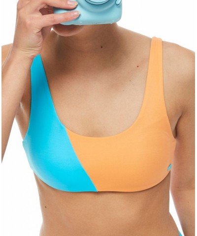 Juniors' Colorblock Party Bralette Bikini Top Bachelor Button $29.44 Swimsuits