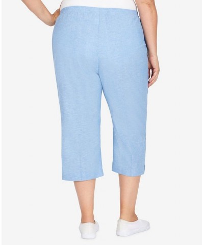 Plus Size Set Sail Casual Button Tab Capri Pants Marine Blue $33.02 Pants