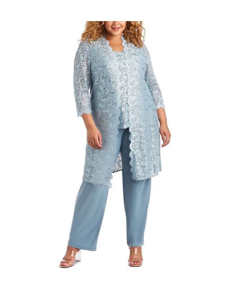 3-Pc. Plus Size Sequined Lace Pantsuit & Shell Plum $71.52 Pants