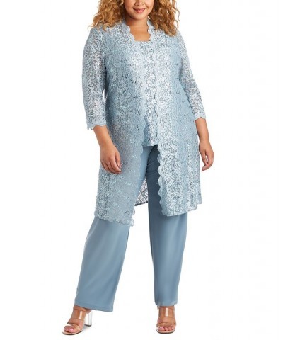 3-Pc. Plus Size Sequined Lace Pantsuit & Shell Plum $71.52 Pants