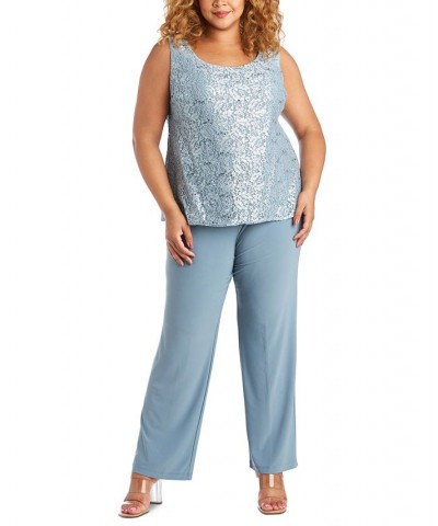 3-Pc. Plus Size Sequined Lace Pantsuit & Shell Plum $71.52 Pants