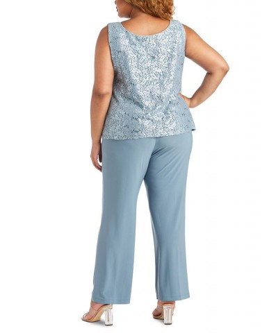 3-Pc. Plus Size Sequined Lace Pantsuit & Shell Plum $71.52 Pants