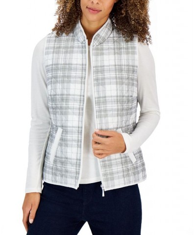 Women's Good Morning Sleeveless Puffer Vest White $12.58 Jackets